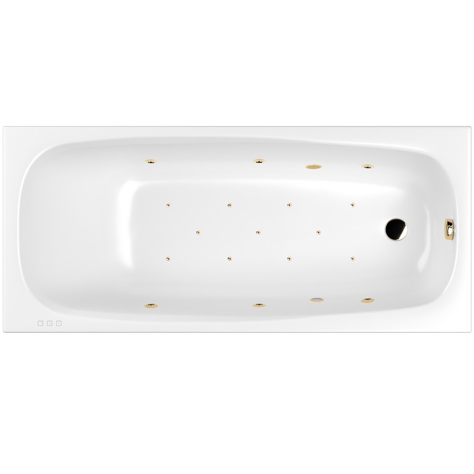 Ванна гидромассажная Whitecross Layla RELAX 0102.180080.100.RELAX.GL 180x80 (белый глянцевый, золотой), каркас, слив-перелив